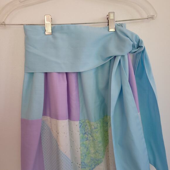 Vintage Midge Grant Patchwork Maxi Skirt Pastel Elastic Waist 60s 70s Women 8 - Picture 4 of 14